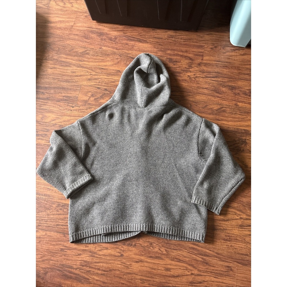 Abercrombie Vintage 95% Lamb Wool Cardigan Hoodie Knit Sweater Gray Women's Lg - Picture 4 of 4